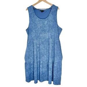 Frye tiered sundress with pockets faded bandanna blue plus size 3X